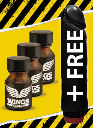 Wings Black Extreme Poppers - 10ml | 3er-Box "Smartpack" plus Dildo 'gratis'