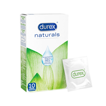 Durex Naturals, Condoms 10 pcs, with Reservoir, Extra Lubricated, ⌀ 56mm