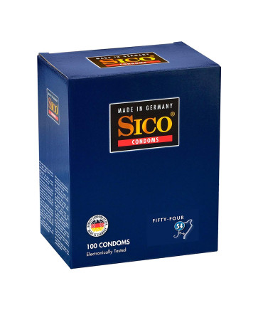 SICO 54 Size, Latex, Clear, 18 cm (7 in), Ø 5,4 cm (2,1 in), 100 Condoms