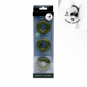 Sport Fucker Chubby Rubber 3-pc Cockring-Set Army Green