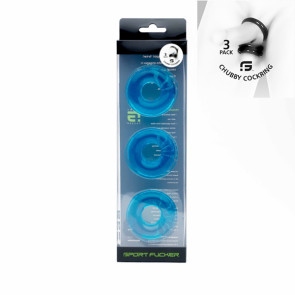 Sport Fucker Chubby Rubber 3-pc Cockring-Set Ice Blue