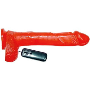 SI IGNITE Vibrating Cock with Balls and Suction, Vinyl, Red, 23 cm (9 in), Ø 4,8 cm (1,9 in)