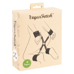 Bondage-Set mit Hand- und Fußfesseln sowie Fesselkreuz (Hogtie) von Vegan Fetish, Schwarz