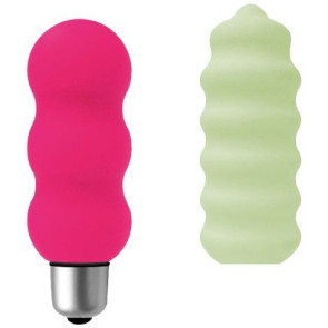 Joystick micro-set Gyro, Bullet Vibrator, Silikomed, Magenta & Pistachio, Insertable 7,6 cm (3 in), Ø 3 cm (1,2 in)