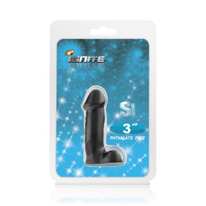 SI IGNITE Cock with Balls, Dildo, Black, 7,50 cm (3 in), Ø 2,6 cm (1,0 in)