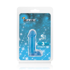 SI IGNITE Cock with Balls, Dildo, Blue, 7,50 cm (3 in), Ø 2,6 cm (1,0 in)