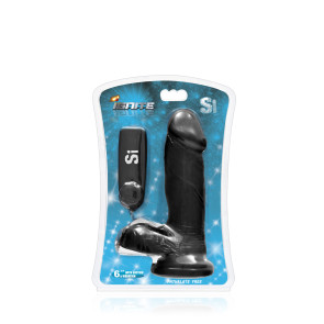 SI IGNITE Vibrating Cock with Balls and Suction, Vinyl, Black, 15 cm (6 in), Ø 4,6 cm (1,8 in)