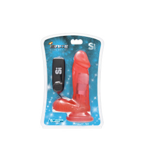 SI IGNITE Vibrating Cock with Balls and Suction, Vinyl, Red, 15 cm (6 in), Ø 4,6 cm (1,8 in)