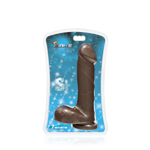 SI IGNITE Cock with Balls and Suction, Vinyl, Brown, 18 cm (7 in), Ø 4,8 cm (1,9 in)