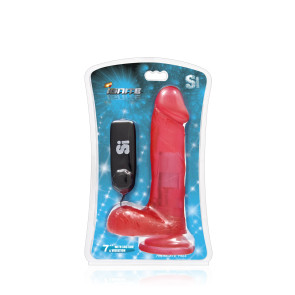 SI IGNITE Vibrating Cock with Balls and Suction, Vinyl, Red, 18 cm (7 in)