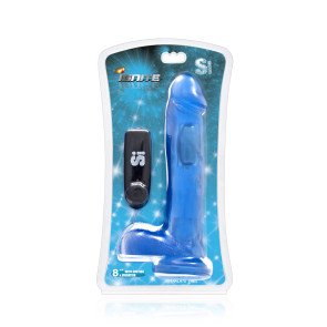 SI IGNITE Vibrating Cock with Balls and Suction, Vinyl, Blue, 20 cm (8 in), Ø 4,8 cm (1,9 in)