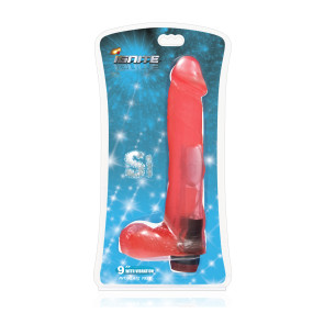 SI IGNITE Cock with Balls and Vibration, Vinyl, Red, 23 cm (9 in), Ø 4,8 cm (1,9 in)