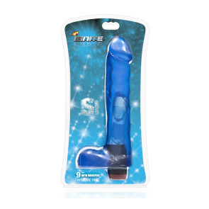 SI IGNITE Cock with Balls and Vibration, Vinyl, Blue, 23 cm (9 in), Ø 4,8 cm (1,9 in)
