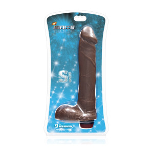 SI IGNITE Cock with Balls and Vibration, Vinyl, Brown, 23 cm (9 in), Ø 4,8 cm (1,9 in)