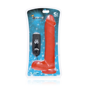 SI IGNITE Vibrating Cock with Balls and Suction, Vinyl, Red, 23 cm (9 in), Ø 4,8 cm (1,9 in)
