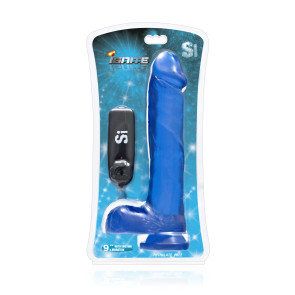 SI IGNITE Vibrating Cock with Balls and Suction, Vinyl, Blue, 23 cm (9 in), Ø 4,8 cm (1,9 in)