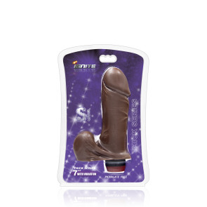 SI IGNITE Thick Cock with Balls and Vibration, Vinyl, Brown, 18 cm (7 in), Ø 5,4 cm (2,1 in)