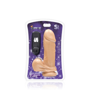 SI IGNITE Vibrating Thick Cock with Balls and Suction, Vinyl, Flesh, 18 cm (7 in), Ø 5,4 cm (2,1 in)