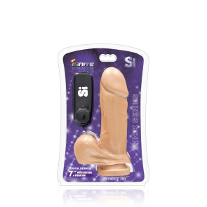 SI IGNITE Vibrating Thick Cock with Balls and Suction, Vinyl, Flesh, 18 cm (7 in), Ø 5,4 cm (2,1 in)