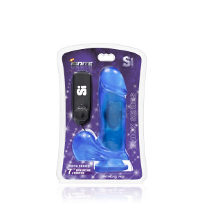 SI IGNITE Vibrating Thick Cock with Balls and Suction, Vinyl, Blue, 18 cm (7 in), Ø 5,4 cm (2,1 in)