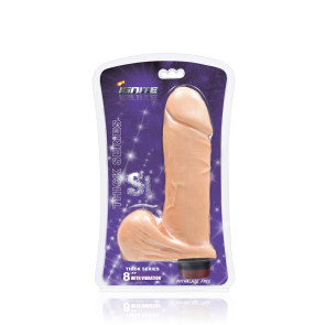 SI IGNITE Thick Cock with Balls and Vibration, Vinyl, Flesh, 20 cm (8 in), Ø 6,0 cm (2,4 in)