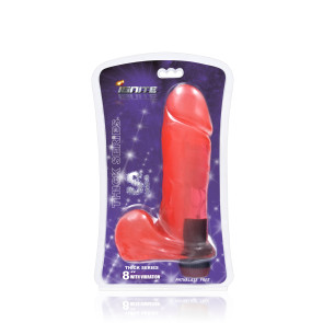 SI IGNITE Thick Cock with Balls and Vibration, Vinyl, Red, 20 cm (8 in), Ø 6,0 cm (2,4 in)