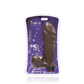 SI IGNITE Thick Cock with Balls and Vibration, Vinyl, Brown, 20 cm (8 in), Ø 6,0 cm (2,4 in)