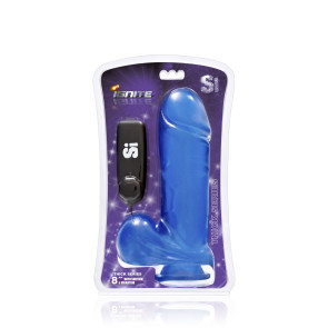 SI IGNITE Vibrating Thick Cock with Balls and Suction, 20 cm (8 in), Blue
