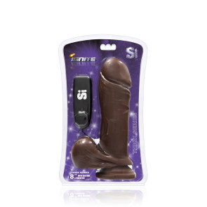 SI IGNITE Vibrating Thick Cock with Balls and Suction, Vinyl, Brown, 20 cm (8 in), Ø 6,0 cm (2,4 in)
