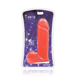 SI IGNITE Thick Cock with Balls, Vinyl, Red, 23 cm (9 in), Ø 6,3 cm (2,5 in)