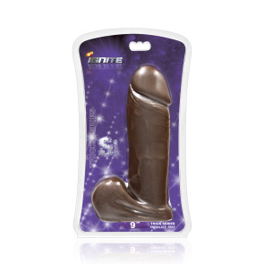 SI IGNITE Thick Cock with Balls, Vinyl, Brown, 23 cm (9 in), Ø 6,3 cm (2,5 in)