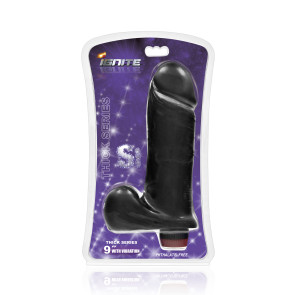 SI IGNITE Thick Cock with Balls and Vibration, Vinyl, Black, 20 cm (8 in), Ø 6,0 cm (2,3 in)
