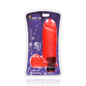 SI IGNITE Thick Cock with Balls and Vibration, Vinyl, Red, 23 cm (9 in), Ø 6,3 cm (2,5 in)