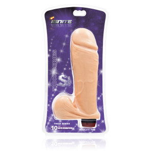 SI IGNITE Thick Cock with Balls and Vibration, 25 cm (10 in), Flesh