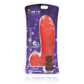 SI IGNITE Thick Cock with Balls and Vibration, 25 cm (10 in), Red
