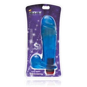 SI IGNITE Thick Cock with Balls and Vibration, 25 cm (10 in), Blue
