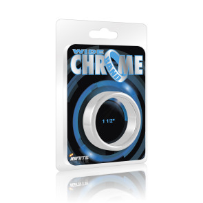 SI IGNITE Wide Chrome Band Cockring, Chromed Metal, 3,8 cm (1,5 in)