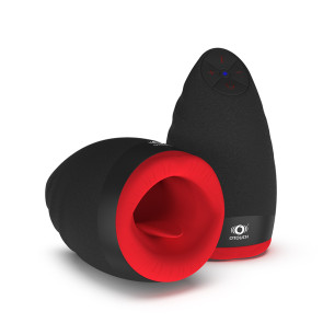 OTOUCH CHIVEN 2, Heating Oral Sex Cup, Vibrating Masturbator, Silicone/ABS Plastic, Black/Red, 8,6 cm (3,4 in), Ø: 3,4 cm (1,3 in)