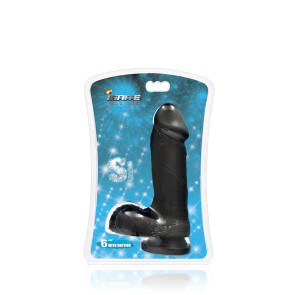 SI IGNITE Cock with Balls and Suction, Vinyl, Black, 15 cm (6 in), Ø 4,6 cm (1,8 in)