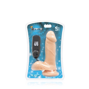 SI IGNITE Vibrating Cock with Balls and with Suction, Vinyl, Flesh, 15 cm (6 in), Ø 4,6 cm (1,8 in)