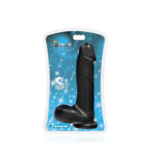 SI IGNITE Cock with Balls and Suction, Vinyl, Black, 18 cm (7 in), Ø 4,8 cm (1,9 in)
