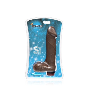 SI IGNITE Cock with Balls and Vibration, Vinyl, Brown, 18 cm (7 in), Ø 4,8 cm (1,9 in)