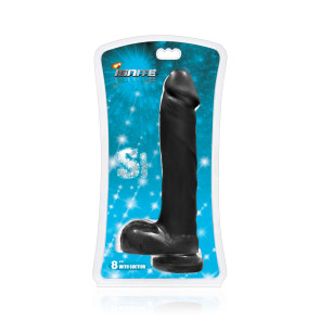 SI IGNITE Cock with Balls and Suction, Vinyl, Black, 20 cm (8 in), Ø 4,8 cm (1,9 in)