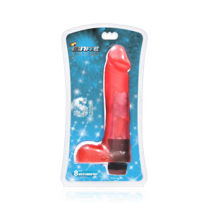 SI IGNITE Cock with Balls and Vibration, Vinyl, Red, 20 cm (8 in), Ø 4,8 cm (1,9 in)