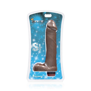 SI IGNITE Cock with Balls and Vibration, Vinyl, Brown, 20 cm (8 in), Ø 4,8 cm (1,9 in)