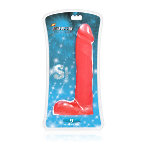 SI IGNITE Cock with Balls, Vinyl, Red, 23 cm (9 in), Ø 4,8 cm (1,9 in)