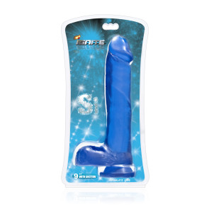 SI IGNITE Cock with Balls and Suction, Vinyl, Blue, 23 cm (9 in), Ø 4,8 cm (1,9 in)