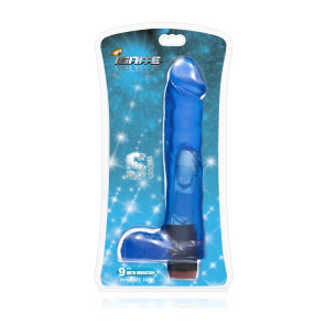 SI IGNITE Cock with Balls and Vibration, Vinyl, Blue, 23 cm (9 in), Ø 4,8 cm (1,9 in)