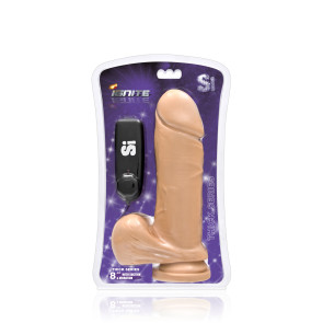 SI IGNITE Vibrating Thick Cock with Balls and Suction, Vinyl, Flesh, 20 cm (8 in), Ø 6,0 cm (2,4 in)