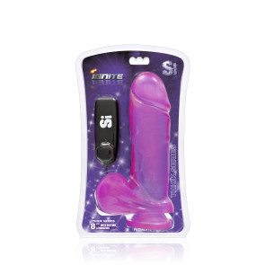 SI IGNITE Vibrating Thick Cock with Balls and Suction, 20 cm (8 in), Purple